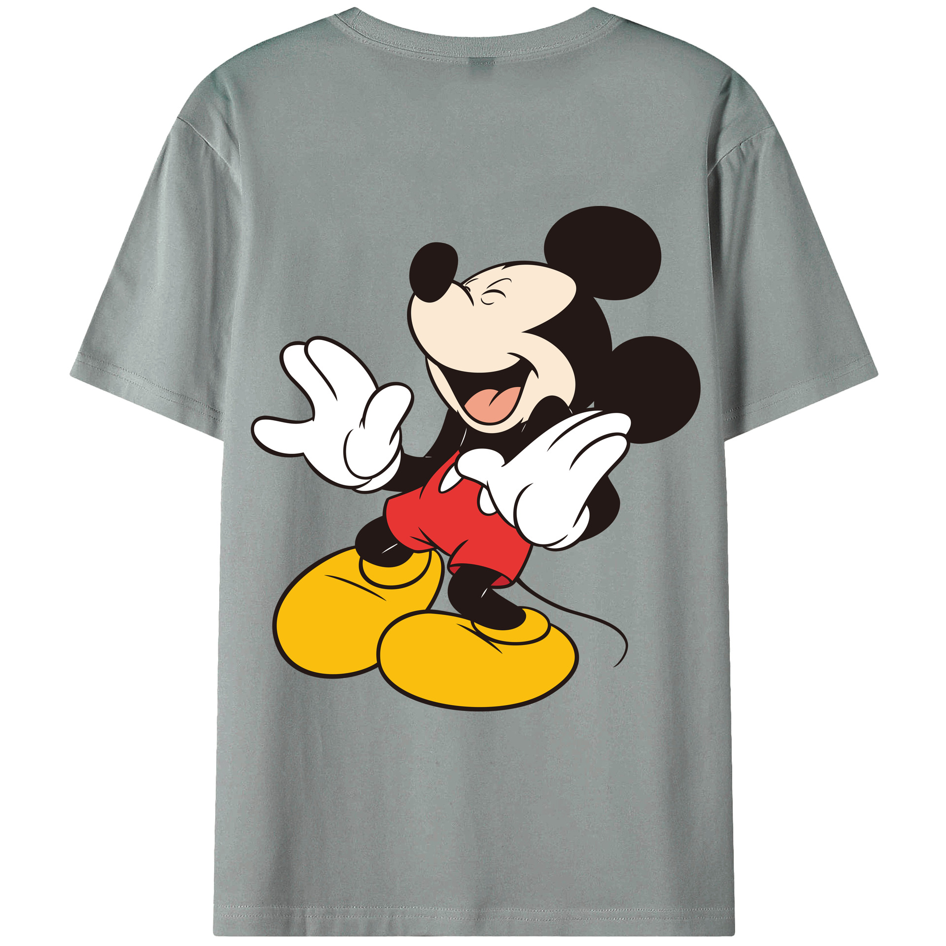 ミッキーマウス Mickey Mouse 綿100％ メンズ半袖Tシャツ（バックプリント） 通気性